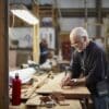 Inogen Rove 6 worn by man doing wood work.