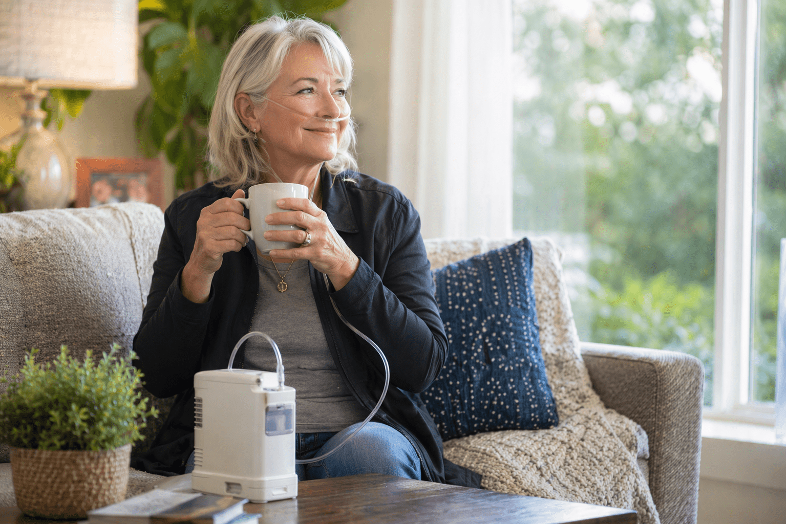 Person enjoying an active lifestyle with a portable oxygen concentrator